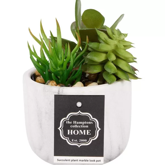 Merk Kunstplanten & -Bloemen>Kunstvetplant In Marmerlook Pot
