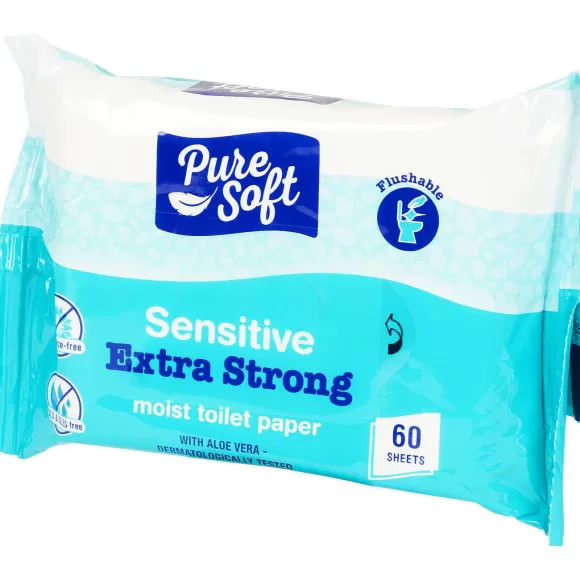 Pure Soft Lichaamsverzorging> Sensitive Vochtig Toiletpapier Bio-Flush